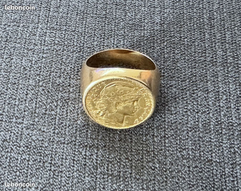 18 Carats Bague Avec Piece De Monnaie Bague Pièce Or 20 Francs