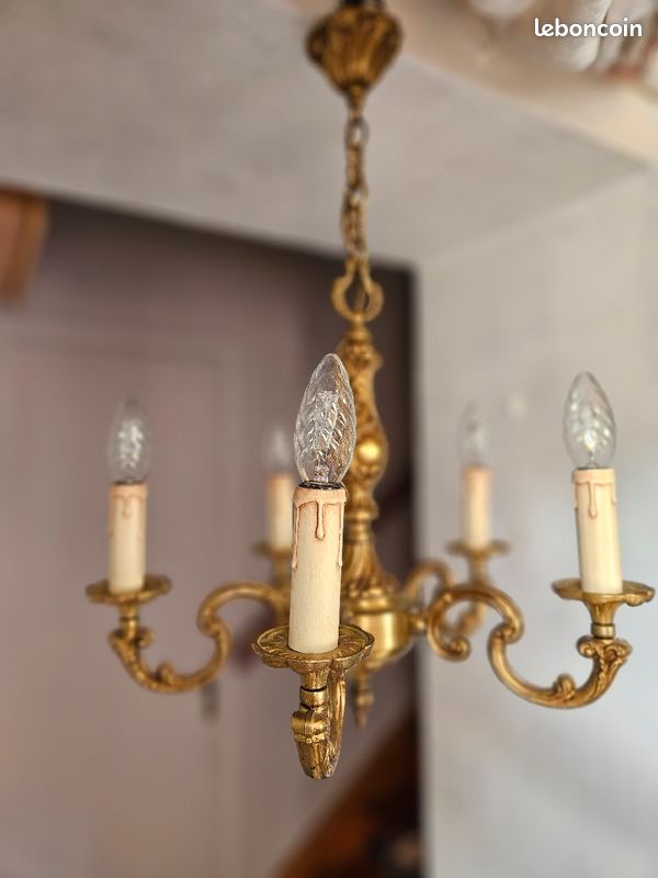 Lustre chandelier 5 branches bronze Lumalux (image 2)