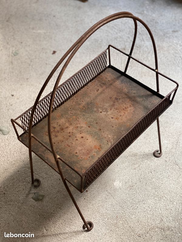 Panier métal sur pied art populaire (image 7)