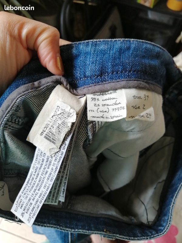 Jupe mi longue en jean avec broderies taille 34 (image 9)