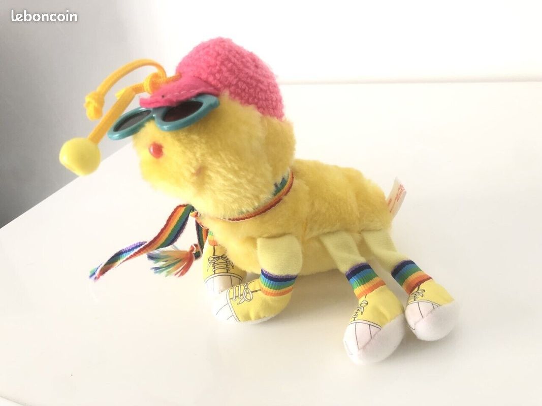 Peluche chenille Jaune Mille Pa-pattttttes IDEAL années 80 1984 - Lots a lot Leg (image 1)