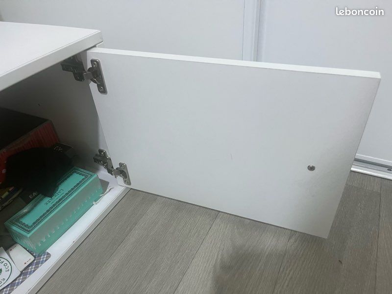 Petit meuble bas de rangement blanc – 2 portes – 80 cm (image 4)