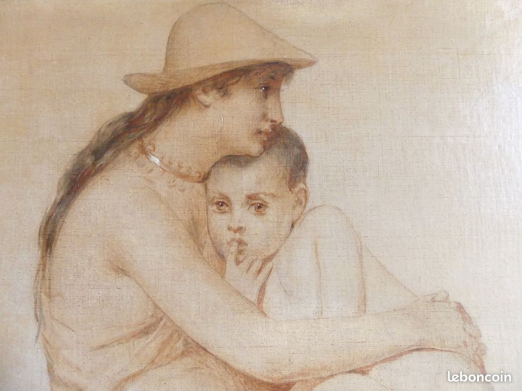 Huile sur Toile Signée Léon Herbo / 19ème Belgique / Madone Peinture Tableau (image 4)