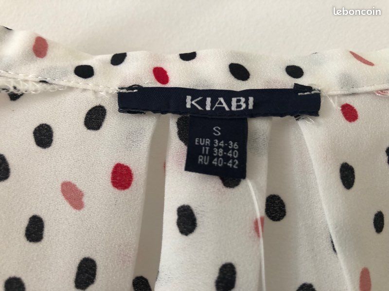 Chemisier Ycoo Taille S – écru à Pois Noirs, Manches Longues, Neuf Avec étiquettes