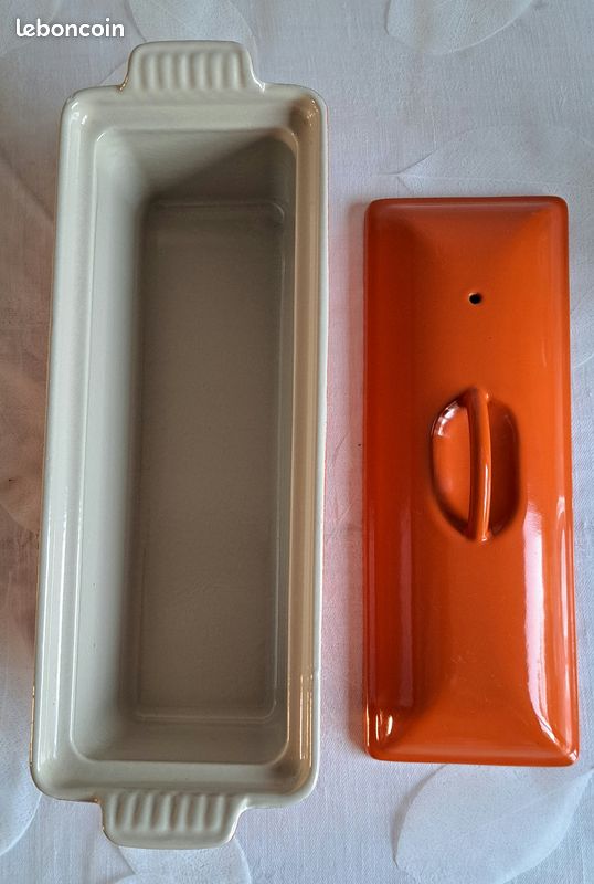 Terrine Le Creusot N°32 En Fonte Orange - Vintage 1990 - Rectangle 35cm