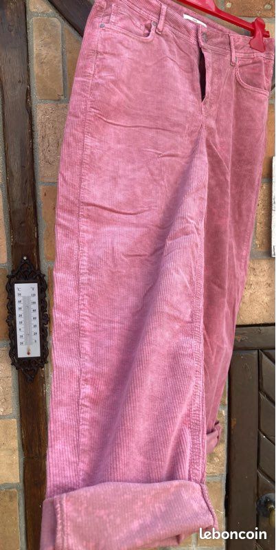 Pantalon à la coupe décontracté, en velours côtelé, vieux rose côtelé, Hod Paris, 27 US = 37 FR grand (image 2)