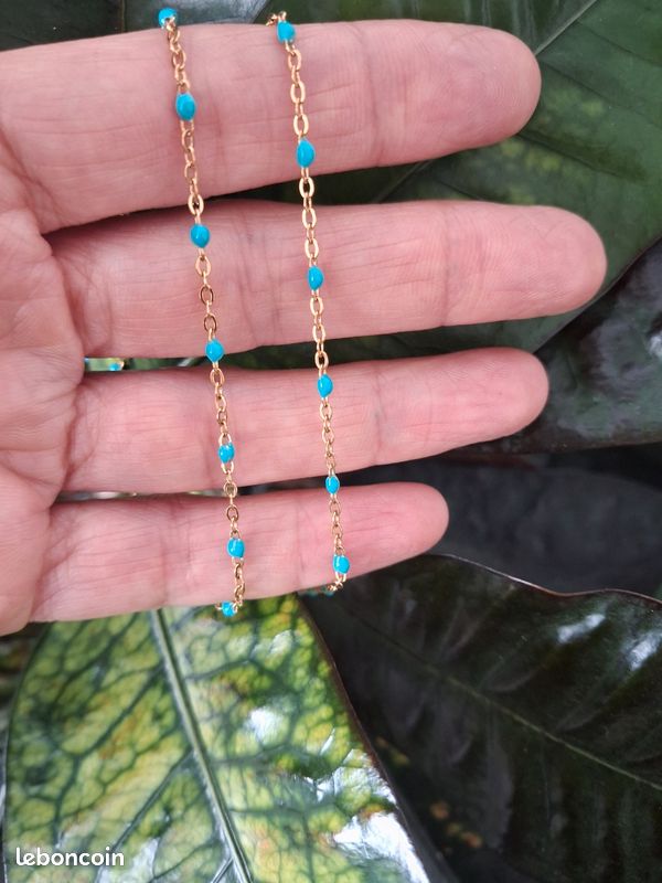 Chaîne avec perles en résine époxy 2 mm - Acier inoxydable 304 - Vert
