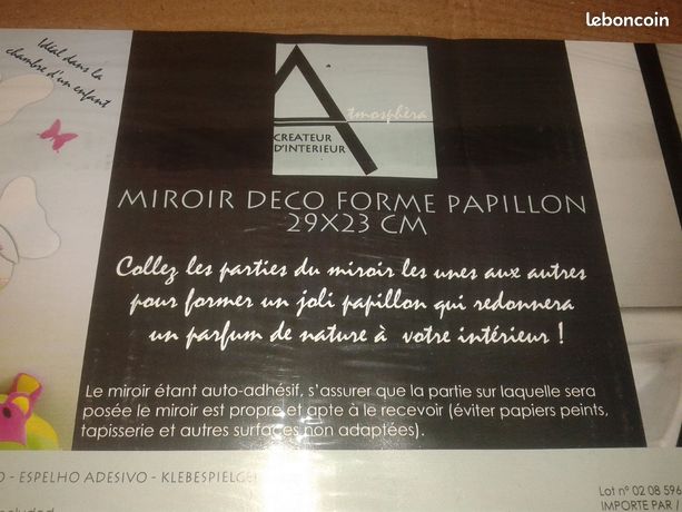 Lot De 6 Stickers Muraux Miroir Adhésifs – Forme Papillon – 29x23 Cm – Neuf