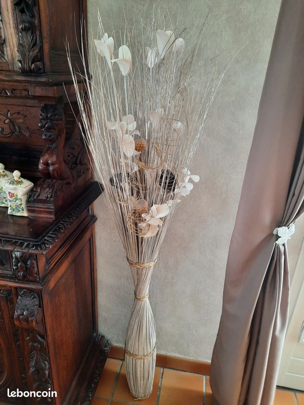 Fagot décoratif de fleurs et tiges séchées blanc hauteur 1m50 (image 3)