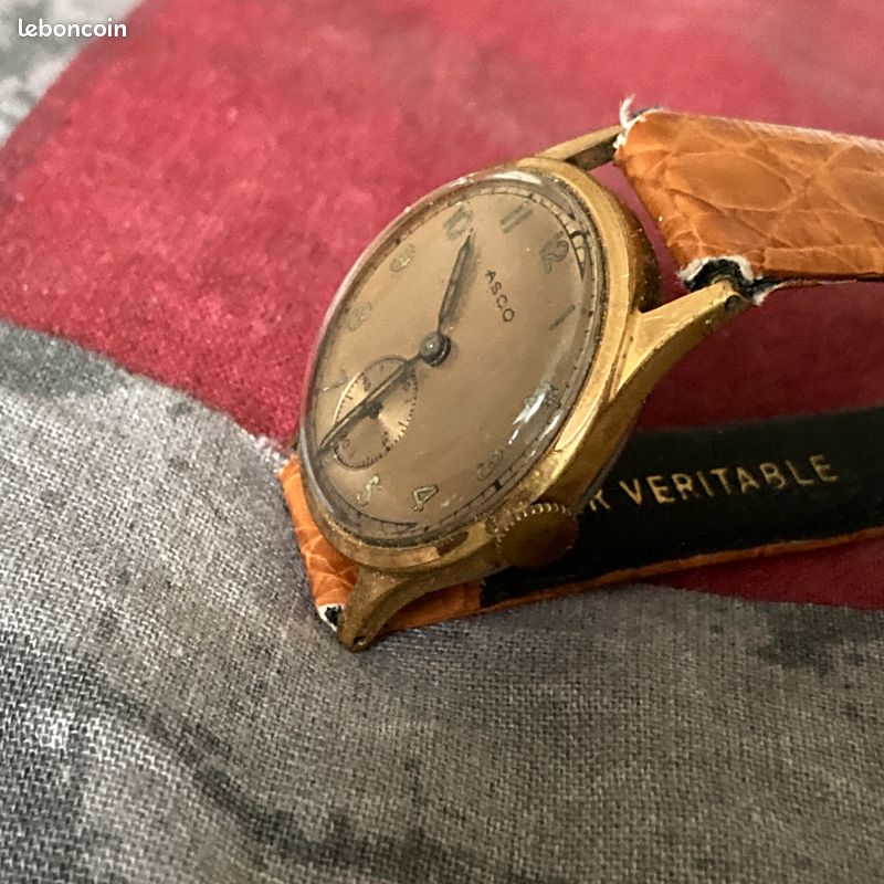Montre Bracelet Vintage ASCO Style Militaire - Fonctionne - Occasion Pour Homme
