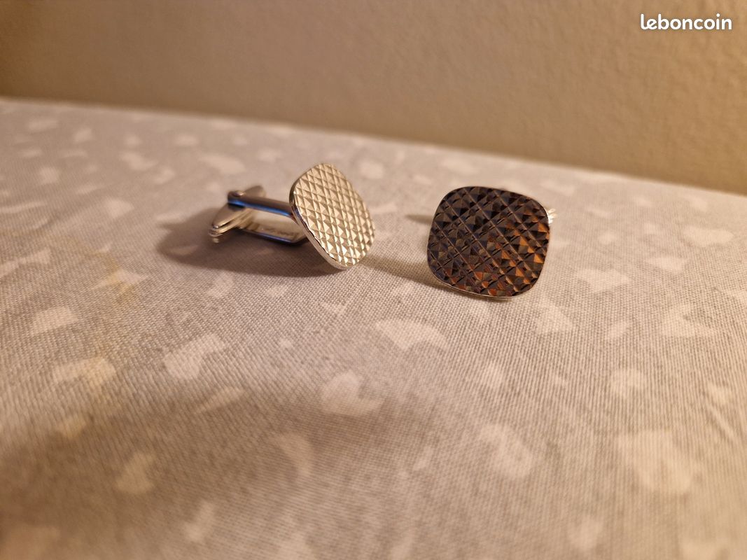 Boutons De Manchette Vintage Style Édouardien - Fermoir Clic Argenté Et Marron - Sans Marque