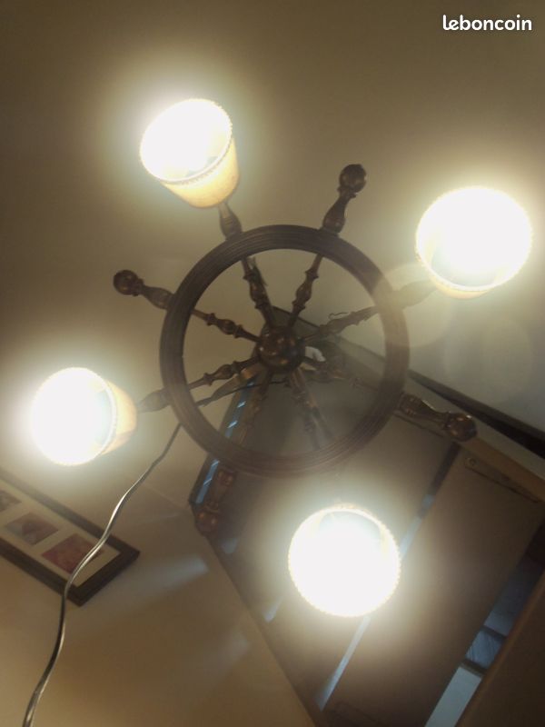 Grand lustre marin bois tourné (image 2)
