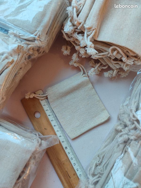 Pochons tissus beige lin (image 2)