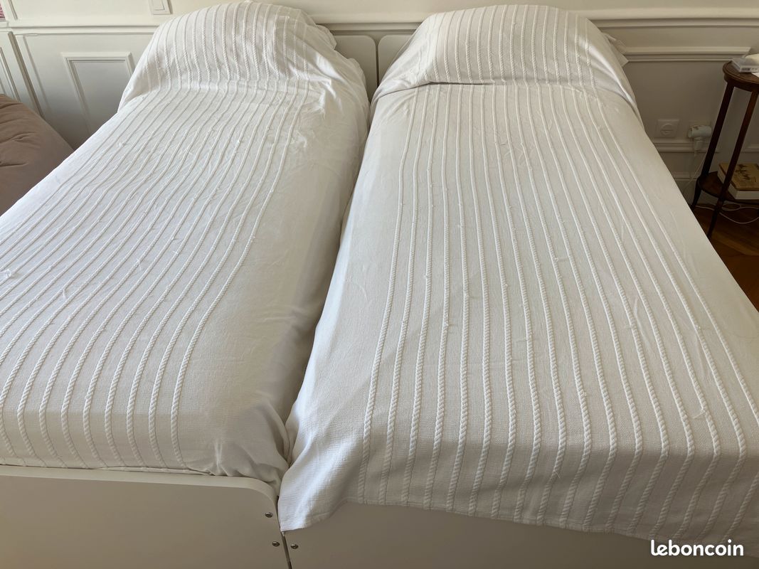 Lot de 2 lits SLÄKT IKEA + 2 grands matelas IKEA (image 3)