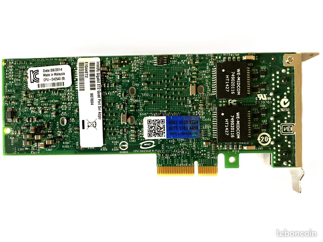 Carte RéSeau RJ45 Double Port Gigabit 1000 Mbps PCIe X4 Carte RéSeau