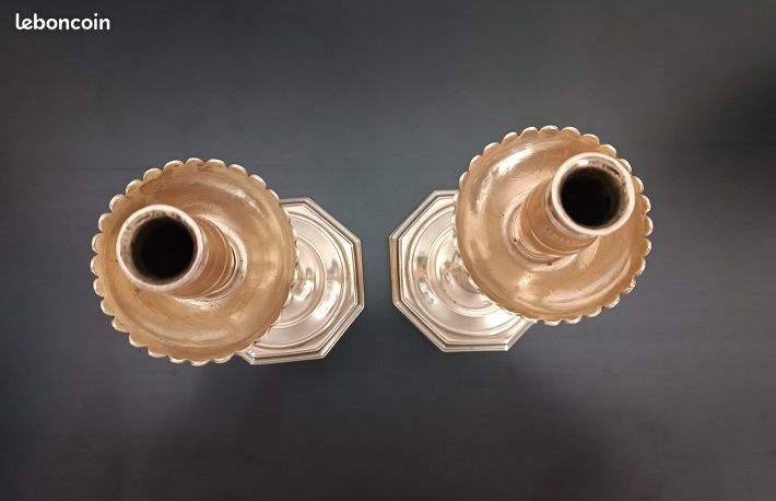 Paire de bougeoirs en bronze doré (image 2)
