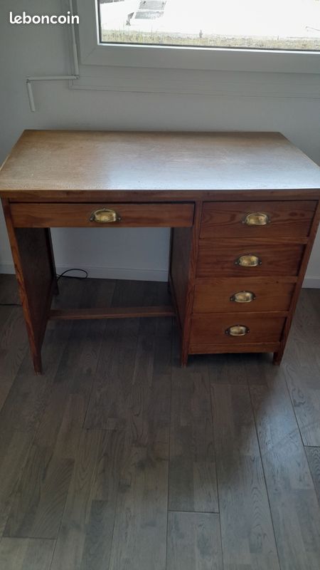 Bureau annee 60 en bois clair (image 5)