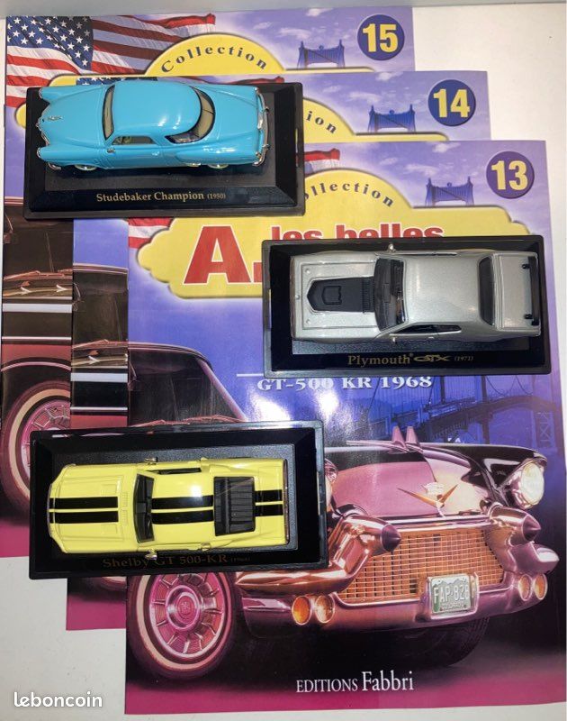 3 voitures miniatures 1:43 les belles Américaines éditions Fabbri numéros 13-14 et 15 (image 2)