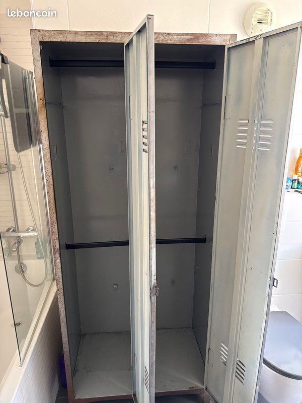 Armoire vestiaire industrielle en métal vintage / loft – 193 cm (image 3)