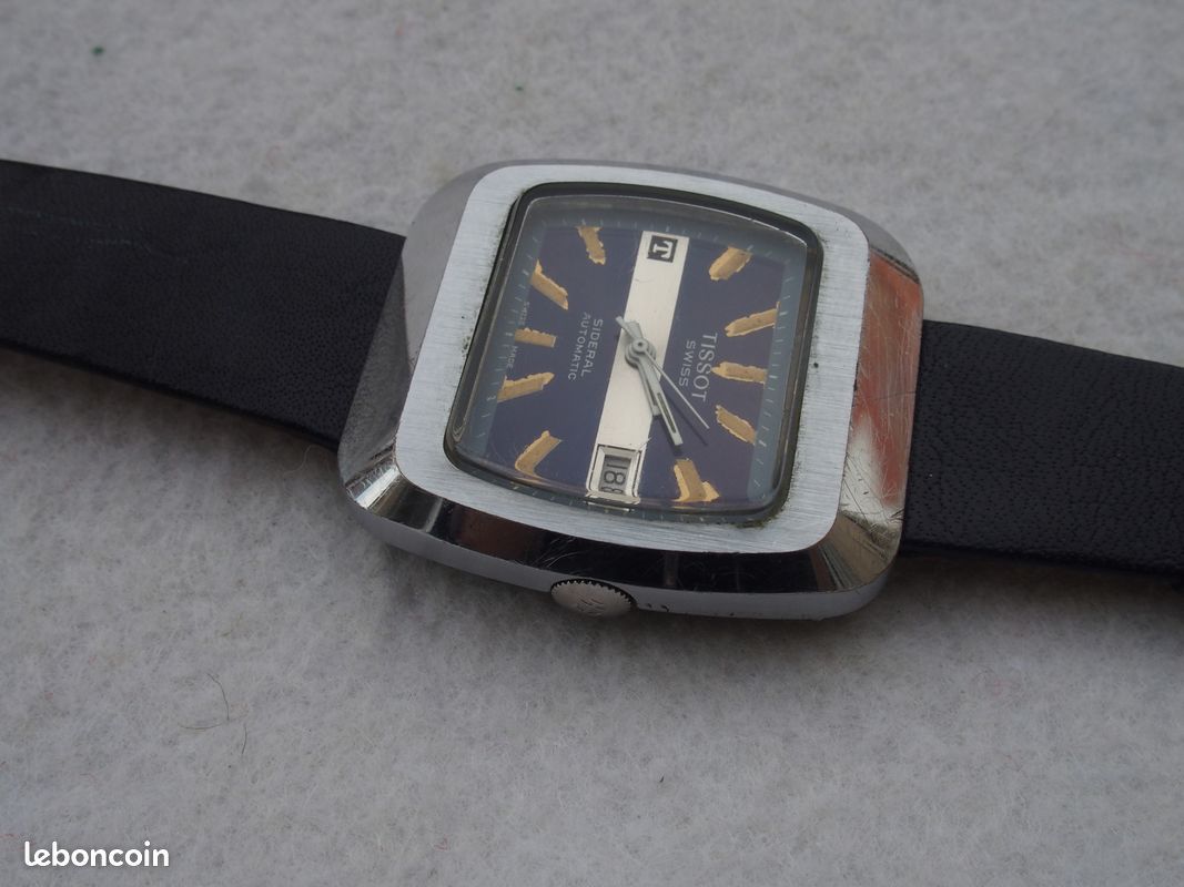 Montre Vintage Tissot Sidéral Automatique - Boîtier Plastique Gris - Cadran Beige - Fonctionne