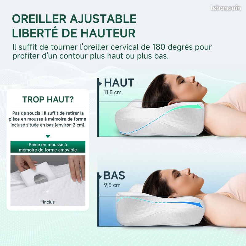 NEUF - Oreiller Cervical Ergonomique 2 en 1 marque TESQ (image 2)