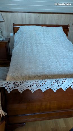 Couvre lit/BOUTIS 100% coton/beige,écru/dentelle/shabby