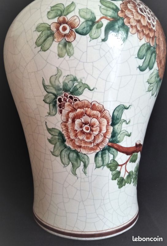 Vase balustre avec couvercle en céramique craquelée, signé Banlloch Espagne (image 6)