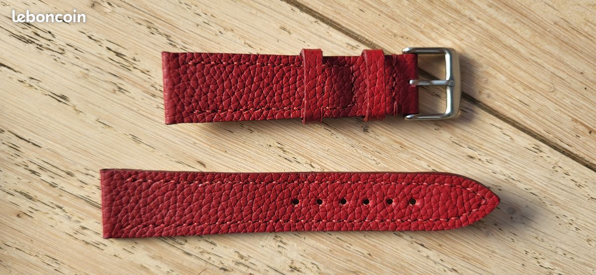 Bracelet Montre Cuir Fait Main Vintage 18mm - Modèle A, Marron, Cuir 1er Choix, Années 90
