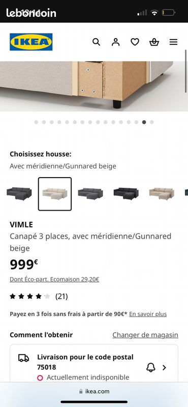 Canapé avec méridienne IKEA (image 6)
