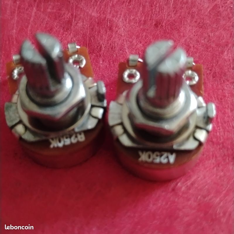 2 Mini Potentiomètres 250k "A ou B" axe Court Guitare ou basse - archtop etc *En Ligne = Dispo (image 1)