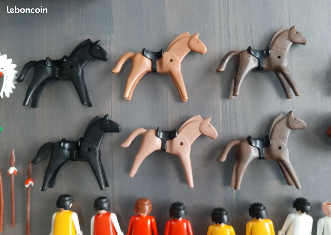 30 figurines Playmobil klicky 1974 cowboys shérif indiens et chevaux + accessoires vintage 3342 3555 3352 3580 (image 14)