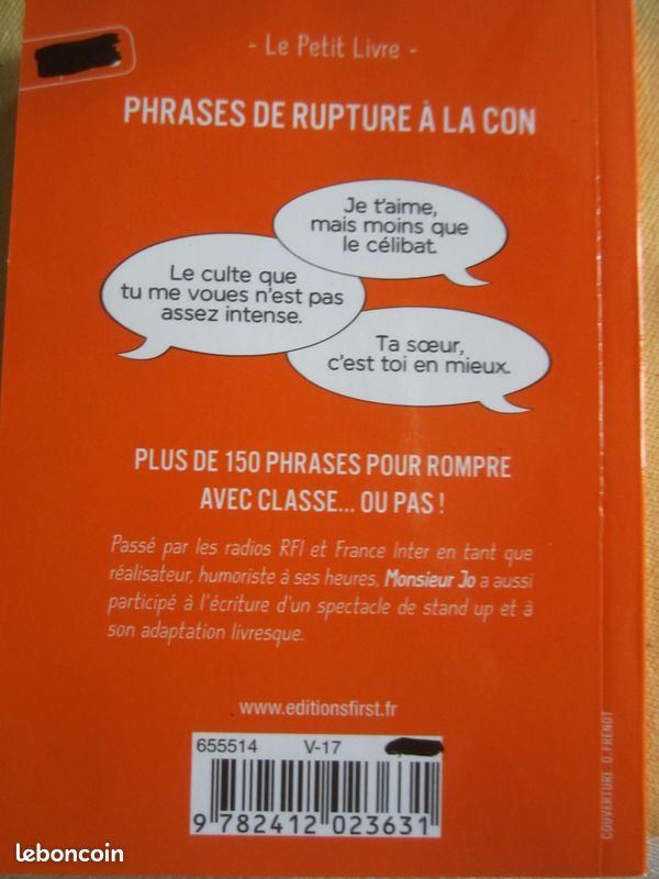 Petit livre : Phrases de rupture à la con de Monsieur Jo (image 2)