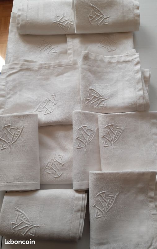 LINGE ANCIEN 4 Grandes Serviettes Ou Sur Nappe Damassé De Soie Monogramme C P EUR 45,00