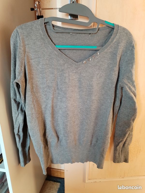 Pull fin gris taille M (image 1)