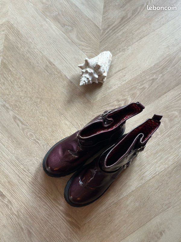 Boots biker bordeaux métallisé – Mellow Yellow – taille 39 (image 11)