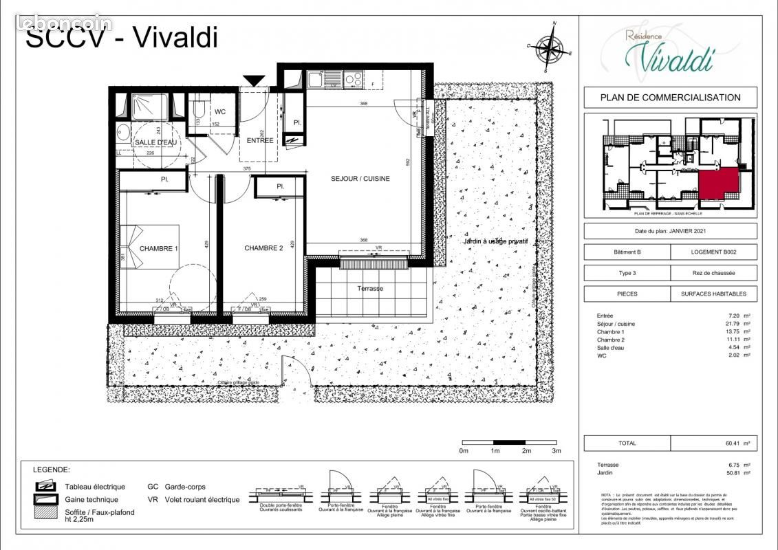 Appartement a louer tours - 3 pièce(s) - 60 m2 - Surfyn