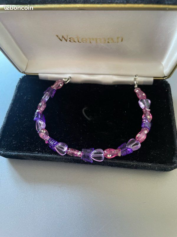 Bracelet fantaisie rose et parme (image 1)
