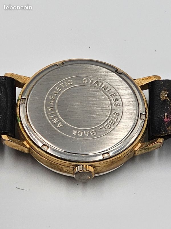 Montre vintage mécanique Meubles KUOM KUOH Antichoc dorée années 60 cadran argenté (image 8)