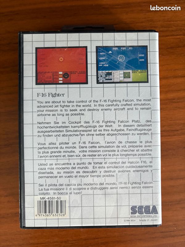Jeu Sega Master System - F-16 Fighter - Bon état