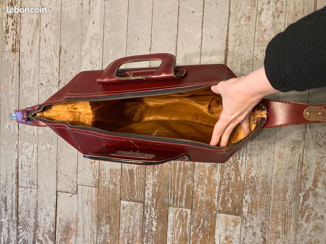 Canapé Orsay années 60 - 70 en simili cuir cognac et velours