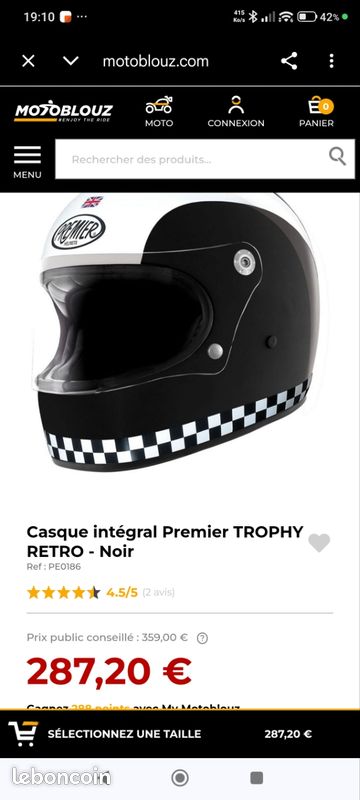 Casque intégral Premier TROPHY RETRO - Noir (image 5)