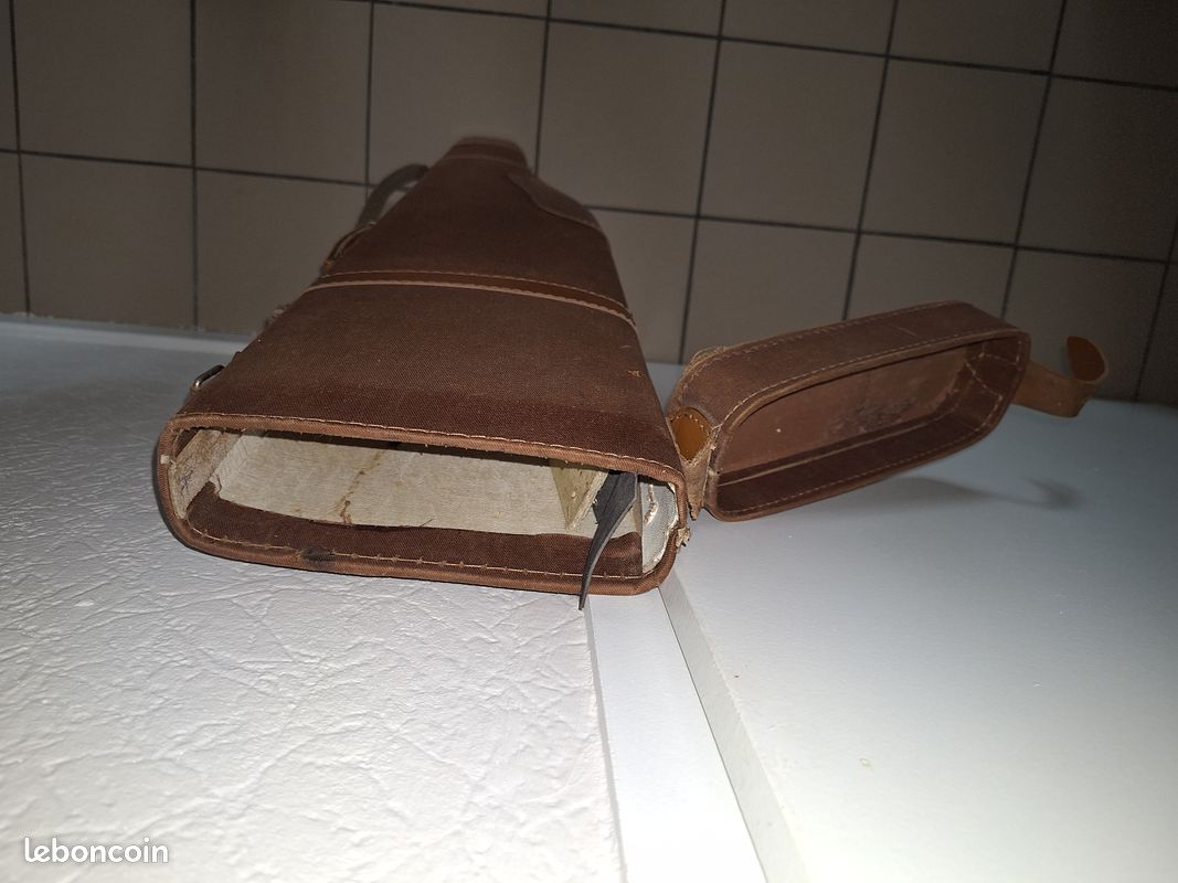 Ancien étui Porte-fusil En Cuir Signé – France, Accessoire Chasse Vintage