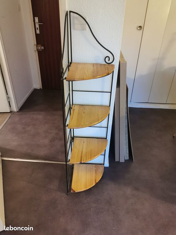 Etagere d'angle bois et métal (image 2)