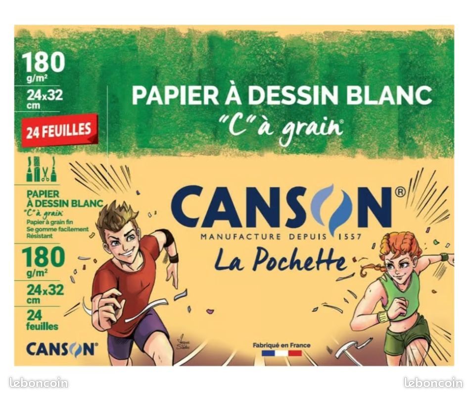 Canson C à grain Pochette papier à dessin 24 feuilles 24 x