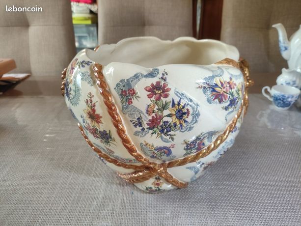 ANCIENNE JARDINIÈRE FAIENCE de Sarreguemines ART NOUVEAU 1920 signée EUR 39,00 - FR