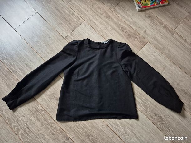 Top Naf Naf Gris Clair Avec Dentelle Et Col Claudine - Taille 36, Neuf Sans étiquette
