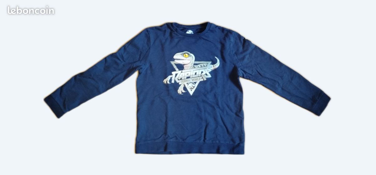 Pull à Capuche Jurassic World Garçon - 11-12 Ans, Bleu, Imprimé Graphique (Très Bon état)