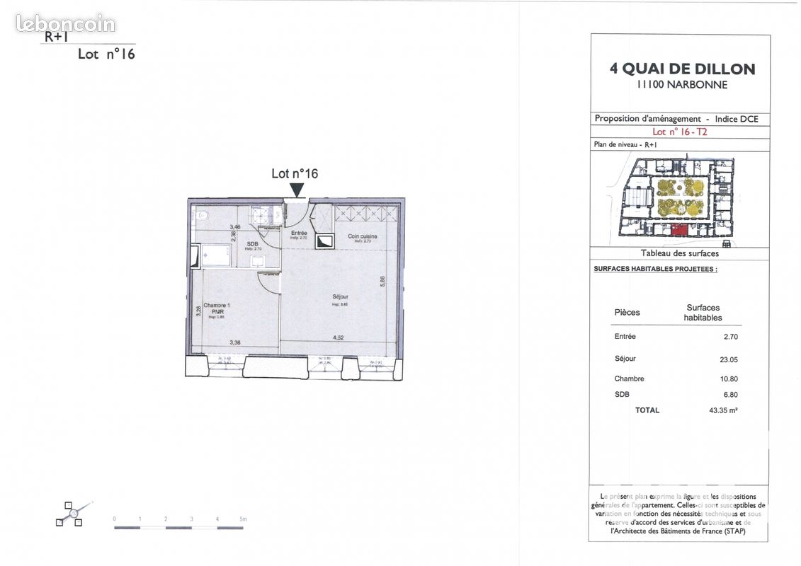 Appartement a louer narbonne - 2 pièce(s) - 44 m2 - Surfyn