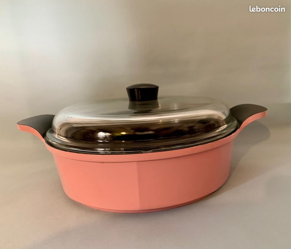 Superbe cocotte ronde "Eela" en céramique Ecolon, marque Neoflam Aeni, Rose, tous feux, Neuve (image 1)