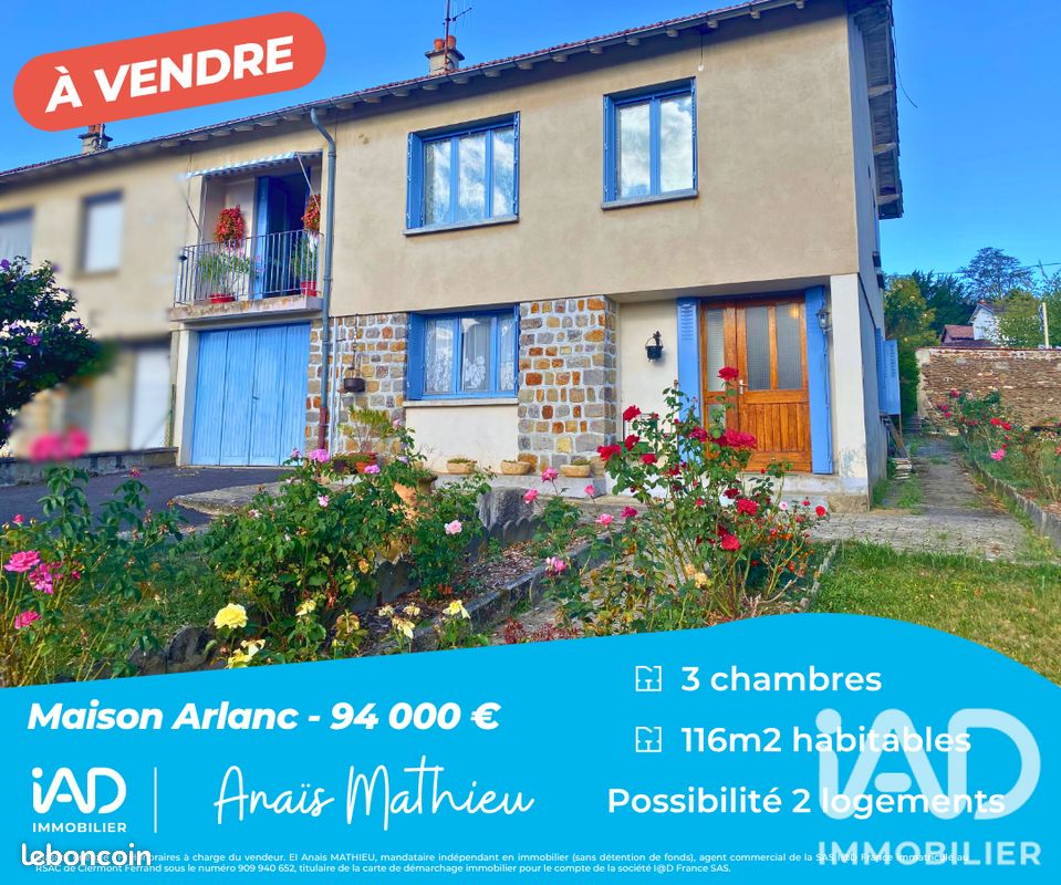 Maison 4 pièces 116 m² · à Arlanc · 116 m² · 94 000 €